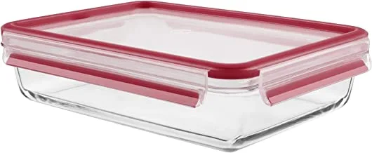 Tefal K3010612 Masterseal Food Keeper/Storage Container, Red/Clear, Glass, 3.0 liter