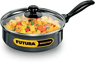 Hawkins Futura Nonstick Curry Pan (Saute Pan) With Glass LID ,Black , 20cm, 3.25mm Think, 2 Litres,Q62