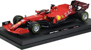 Bburago 1/18 Ferrari SF21 Carlos Sainz Formula One Racing Car, Red