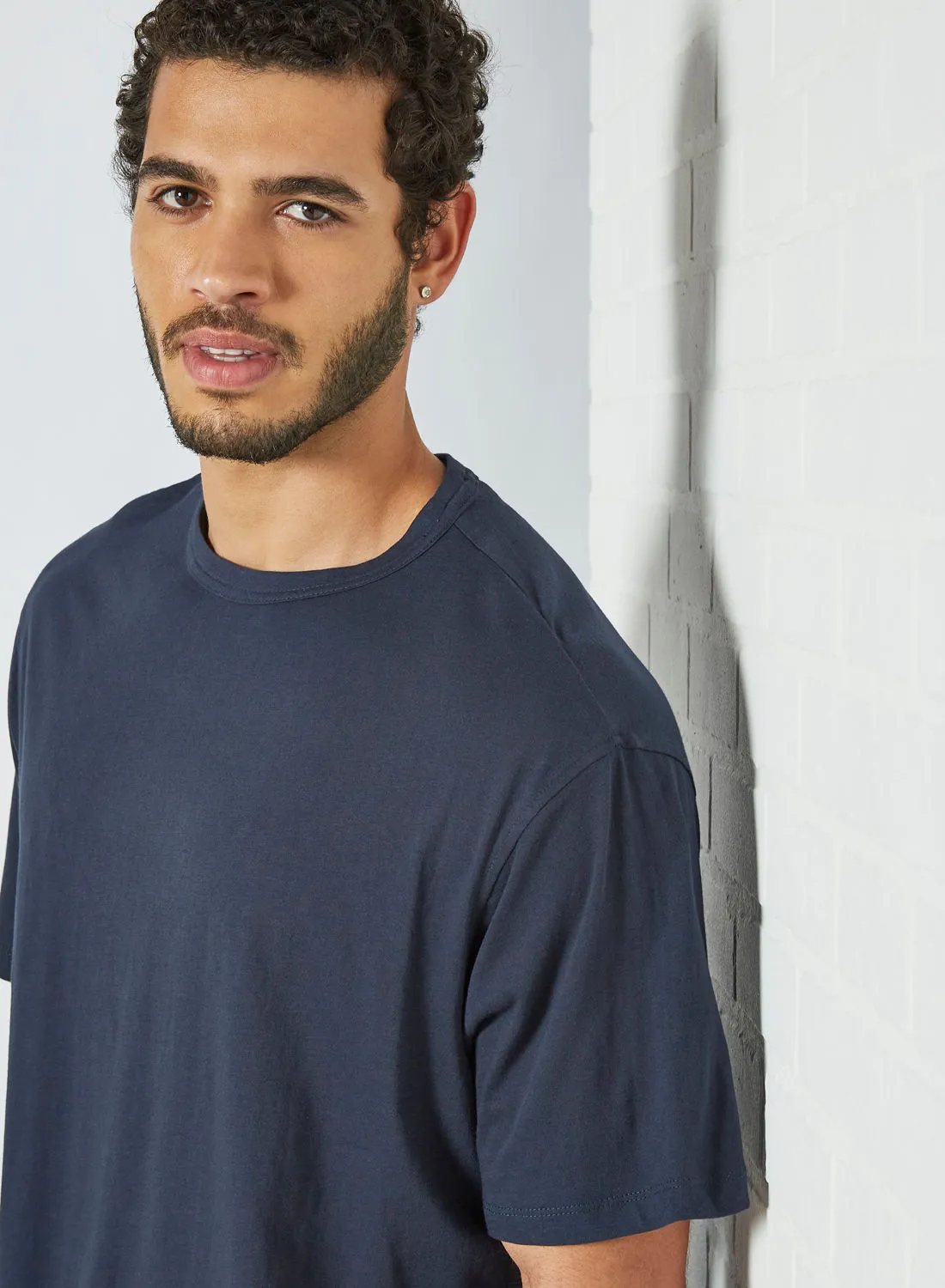 MANGO Relaxed Fit T-Shirt Navy