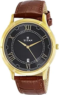 ساعة تيتان للرجال كوارتز بشاشة عرض أنالوج وسوار جلدي 1775YL01
