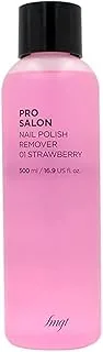 The Face Shop Pro Salon Nail Polish Remover 500 Ml, No. 01 Strawberry, Pink