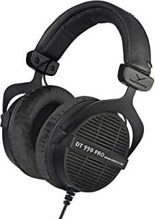 سماعات بيرديناميك Dt 990 Pro Over-Ear Studio Monitor - بناء ستيريو مفتوح الظهر ، سلكي (80 أوم ، أسود (إصدار محدود))