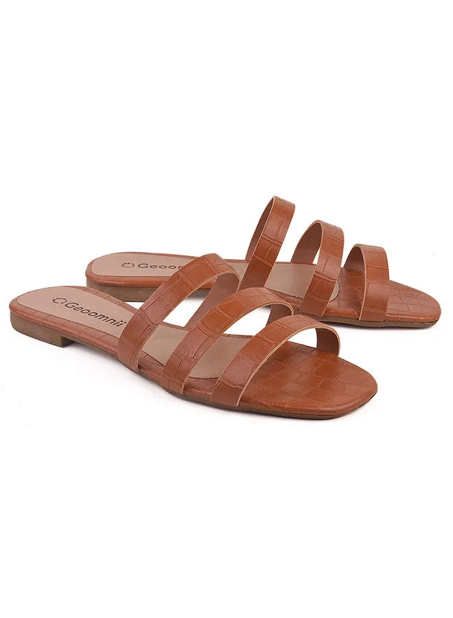 Geoomnii Emory Dyed Flat Sandals Brown