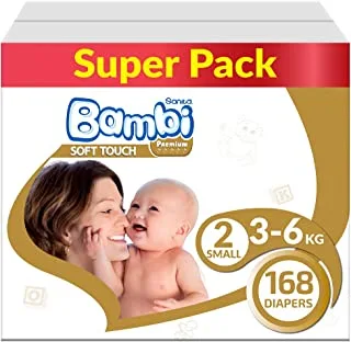 Sanita Bambi Premium Care, Size 2, Small, 3-6 kg, Super Pack, 168 Diapers