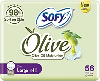SOFY Olive Sanitary Pads With Wings, Slim, Large 29 cm, Pack of 56 Pads