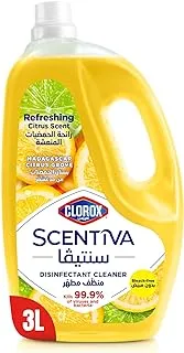 Clorox Scentiva Disinfectant Floor Cleaner 3L, Madagascar Citrus Grove, Kills 99.9% of Viruses and Bacteria, Bleach Free
