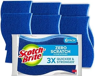 Scotch-Brite Non Scratch Cellulosic Scrub Sponge | Kitchen sponge | Dish sponge | Scrub | Delicate Purpose Cleaning | Food Safe | Rinses Clean | 6 units/pack