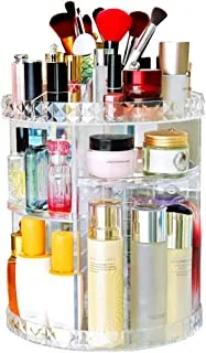 SHOWAY Makeup Organizer, 360 Degree Rotating Adjustable Cosmetic Storage Display Case, Large