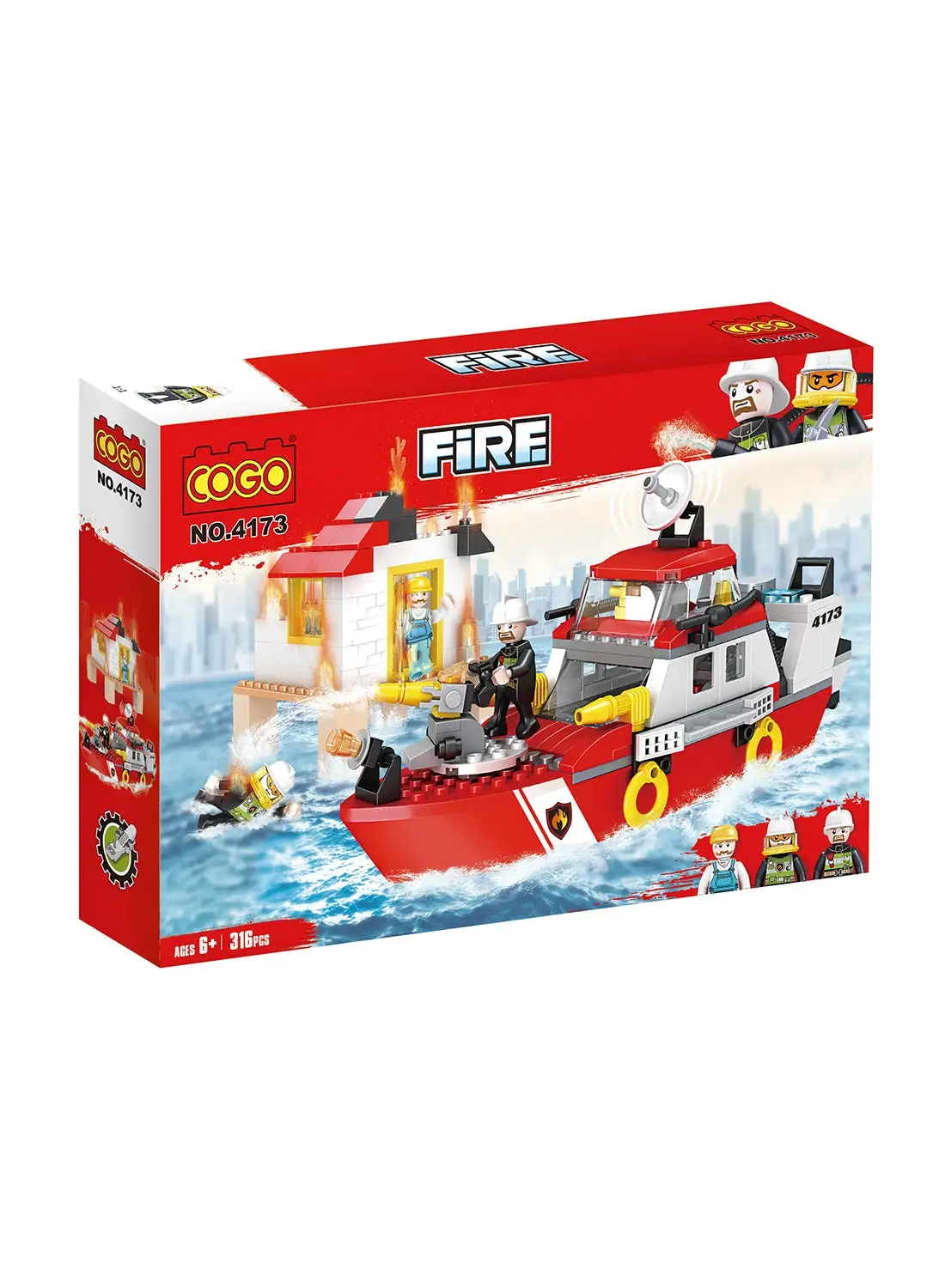 COGO 4173 316-Piece Firefighter Series Non-Toxic Building Blocks Set For Kids 6+ Years