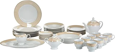 Symphony Decal Round Dinner Set - 47 Pieces,Gold