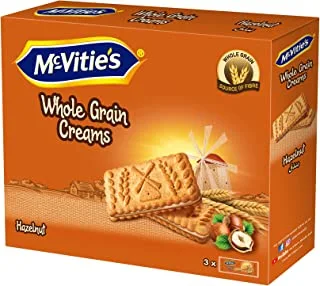 Mcvitie's Whole Grain Cream Biscuit Sandwich Biscuit Hazelnut , 300g - Pack of 1