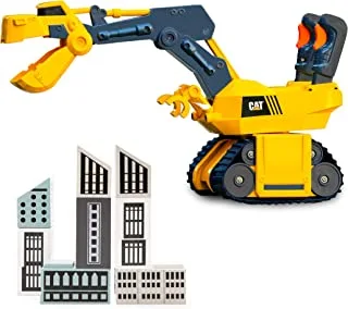CatToysOfficial Funrise CAT Light & Sound Roaring Rex-Cavator Battery Operated Toy Excavator, Yellow, (83204)