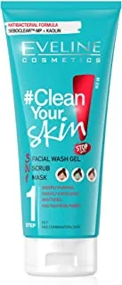 EVELINE CLEAN YOUR SKIN 3IN1 FACIAL WASH GEL+SCRUB+MASK200ML