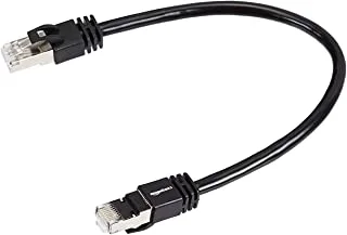 Amazon Basics RJ45 Cat 7 High-Speed Gigabit Ethernet Patch Internet Cable, 10Gbps, 600MHz - Black, 1-Foot (0.3M)
