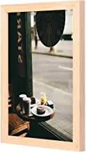 LOWHA Food And Drinks at Starbucks Wall Art with Pan مؤطر خشبي جاهز للتعليق للمنزل ، غرفة النوم ، غرفة المعيشة والمكتب ، ديكور المنزل مصنوع يدويًا بألوان خشبية 23 × 33 سم من LOWHA