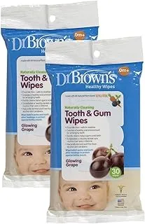 Dr. Brown's Tooth and Gum Wipes - Glowing Grape - 30 Pk (Set of Two)