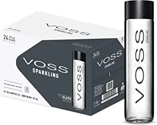 VOSS Sparkling Glass Bottle, 375 ml (Pack of 24)
