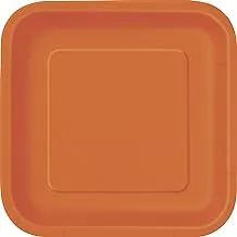 Unique Industries, Square Cake Paper Plates, 16 Pieces - Orange