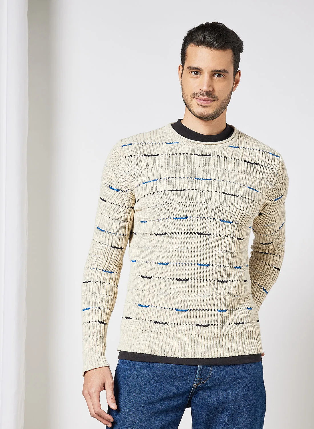 ONLY & SONS Striped Sweater Ecru