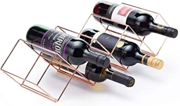 رف النبيذ من Kitchen Craft - بلمسة نهائية نحاسية - قابل للتكديس - يحمل ما يصل إلى 7 زجاجات 58 × 14.5 × 14.5 سم