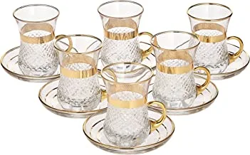 طقم أكواب شاي تركية عتيقة من أبكا تركيا 12 قطعة للحفلات - (أكواب شاي عربية) 12 قطعة طقم أكواب ISTIKAN فضي DKR