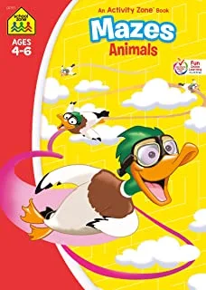 School Zone - Mazes Animals Workbook - Ages 4 To 6, Preschool, Kindergarten, Puzzles, Alphabet, Animal Names, Colorful Pictures, Problem-Solving, And More (School Zone Activity Zone® Workbook Series)