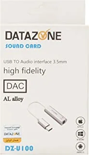 بطاقة صوت ، محول صوت USB ، محول من USB 2.0 إلى مقبس صوت 3.5 ملم مع صوت ستيريو من داتازون ، حجم صغير ، متوافق تمامًا مع جميع سماعات الأذن ، فضي DZ -U100