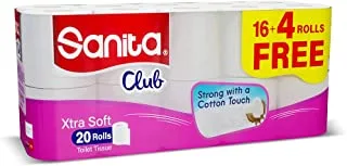 Sanita Club 2-Ply Xtra Soft Toilet Tissue Paper 20-Rolls, White