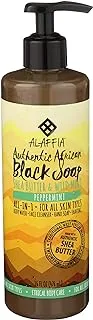 Authentic African Black Soap, All in One Body Wash, Face Wash, Shampoo & Shaving Soap Pepperment 476ml