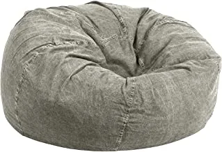 In House | Relaxing Chair Soft and Comfortable Bean Bag Chill Sack Made of Linen Fabric Filled with Small Beanses - Light Silver Color Medium Size