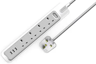 Rafeed Extension cord 2 Meter 4 Sockets, 3 USB A Charging Ports, Over Current Protection, 3250W (RFE-30008)