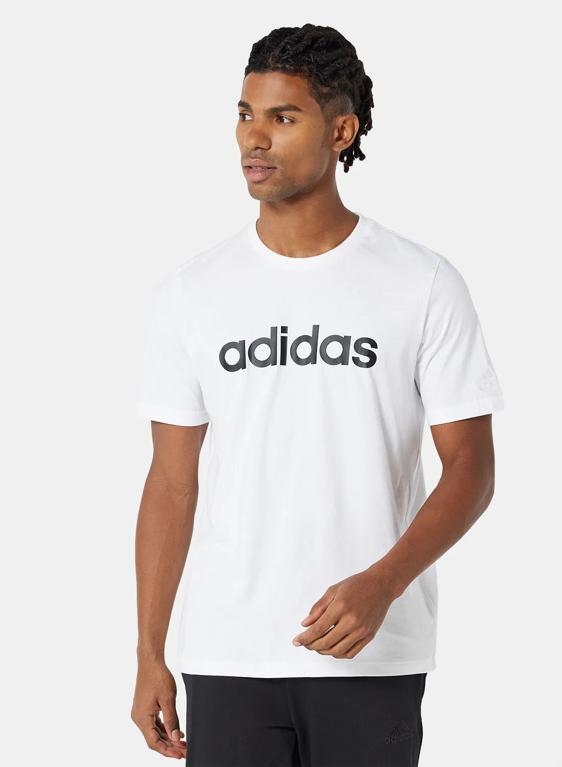 Adidas Essentials Embroidered Linear Logo T-Shirt White/Black