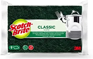 Scotch-Brite Heavy Duty Classic Scouring pad, 9 units/pack | Kitchen sponge | Dish sponge | Scrub | General Purpose Cleaning | Food Safe | Non-Rusting | Kitchen, Garage, Outdoor