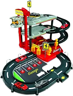 Bburago 1/43 Ferrari Race and Play Toy Parking Garage with 2 Cars, Multicolour