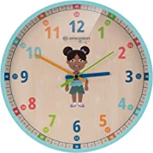 Bresser Junior Children's Wall Clock-Silent-with Flora, Luna or Lukas Family on The Colourful 25 cm Dial, Blue, Standard