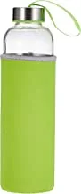 Cuisine Art Glass Drinking Bottle, BPA-Free Glass Water Bottle with Sleeve Leak Proof Silicon Lid, Best as Reusable Drinking Bottle, Sauce Jar, Juice Beverage Container, 600ml - Green