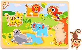 AB Gee abgee 921 TL065 EA Wooden Animals Puzzle with Sound 7pce, red