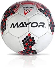 كرة قدم من المطاط الصناعي من مايور فلورنس ، مقاس: 5 (أبيض / أحمر / أسود)