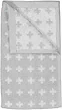 Hema Cotton Guest Towel, 30 cm x 55 cm Size, Light Grey/White Cross Print