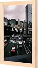 LOWHA Enjoy every moment Wall Art with Pan Wood framed Ready to hang for home, bed room, office living room Home decor hand made wooden color 23 x 33cm By LOWHA