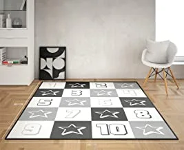 Private Brand Number Tiles Area Rugs for Living Room, Super Soft Rug for Bedroom, Black and White Rug 120 x 160 cm, Plush Carpet Home Decor for Kids Bedroom and Living Room