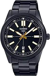 Casio Men'sAnalog Black Dial Stainless Steel Black ion Plated Band MTP-VD02B-1EUDF