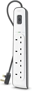 Belkin 4 Way/4 Plug Surge Protection Strip With 2 Meters Cord Length - Heavy Duty Electrical Extension Socket