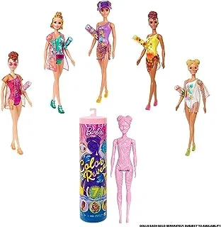 ​Barbie Color Reveal Doll with 7 Surprises Water Reveals Marble Pink Doll's Beach Look & Color Change on Hair, Sand & Sun Series, Gift for Kids 3 Years Old & Up GTR95, Multi colour