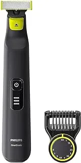 Philips OneBlade Pro Shaver & Trimmer, for facial styling and body grooming, with 12-length settings comb (0.5-9 mm), 90 min runtime, 1hr full charging time, QP6530/23 [NEW Version]