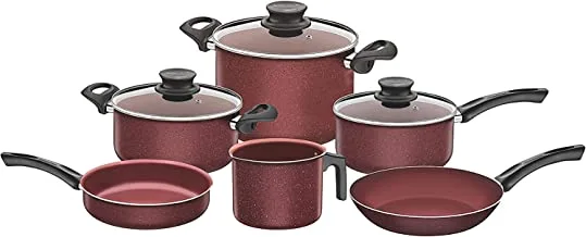 Tramontina Paris Line Red 9 Piece Cookware Set | Large Non-Stick Stock Pot, Casserole Pot, Sauce Pan, Frying Pan, Milk Boiler.