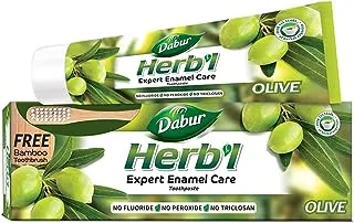 Dabur Herbal Olive Toothpaste, 150 gm + Toothbrush Free
