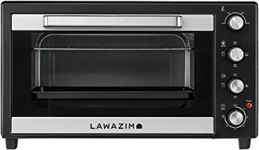 Lawazim Electric Oven 60L |Electric Oven with Double Glassdoor| Rotisserie for Toasting, Baking, Broiling | 2000W Black, 2 Years WarrantyK50060