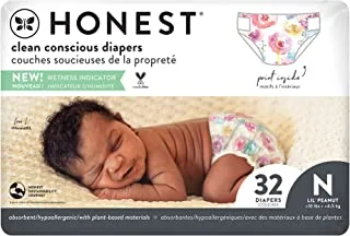 The Honest Company، Honest Diapers ، بطانة فائقة النعومة ، حديثي الولادة ، حتى 10 جنيهات ، زهر الورد ، 32 حفاضة